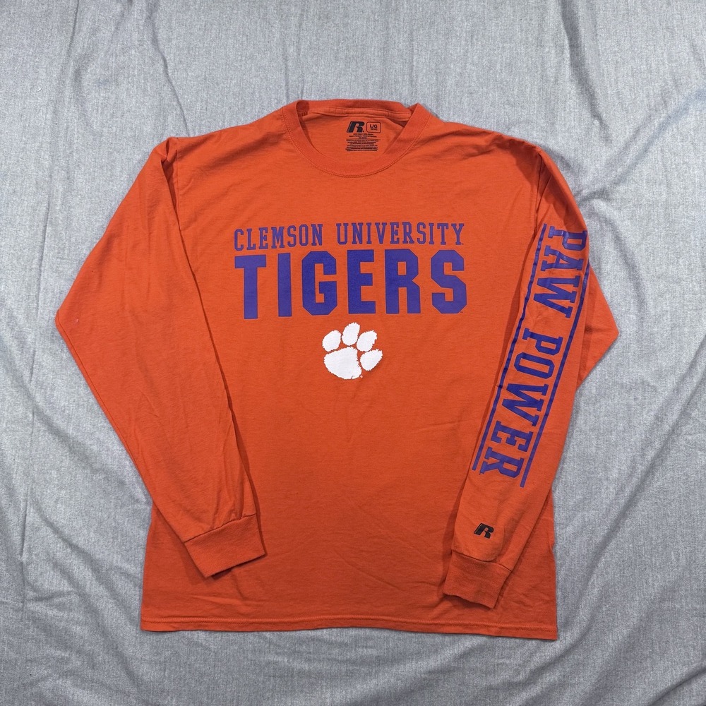 Clemson Tigers‎ Shirt Mens Large NCAA Football Paw Power Russell Long Sleeve